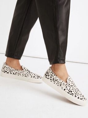 Madewell Sidewalk Slip-On Sneakers in Spatter Paint Calf Hair Size 6.5 Dalmation